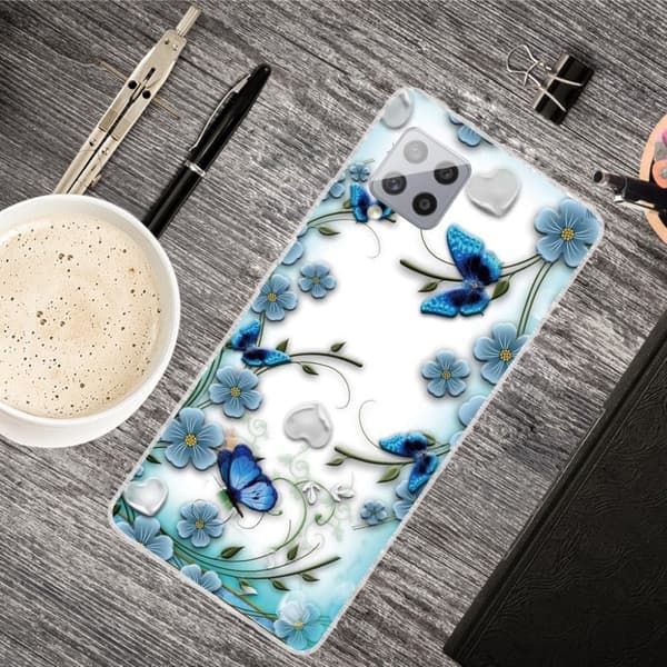 Deco Samsung Galaxy M62 / F62 Etui - Sommerfugl og Blomst Blue
