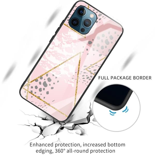 Fantasy Marmor iPhone 15 Plus skal - Rosa Och Guld Triangel Rosa