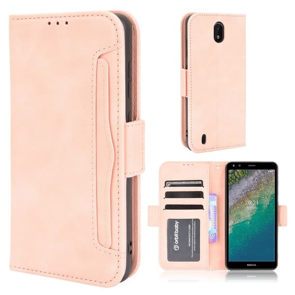 Stilig Læretui med Lommebok til Nokia C01 Plus - Rosa Pink