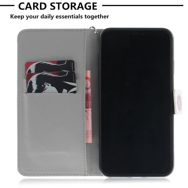 iPhone Xs Max flip cover i mønstret læder - Powerful Tiger Multicolor