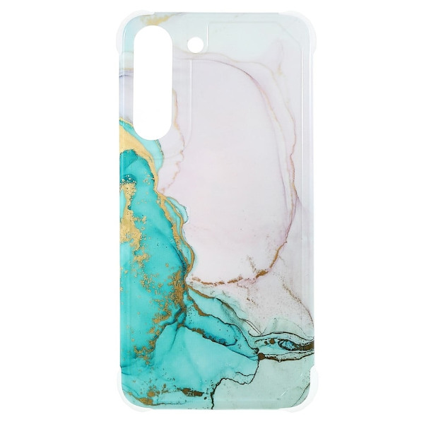 Marble Samsung Galaxy S22 Plus Etui - Grøn / Hvid Marmor Multicolor