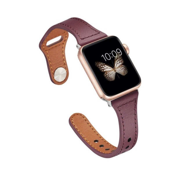 Genuine leather watch band for Apple Watch Series 6 / 5 44mm - Brown Brun