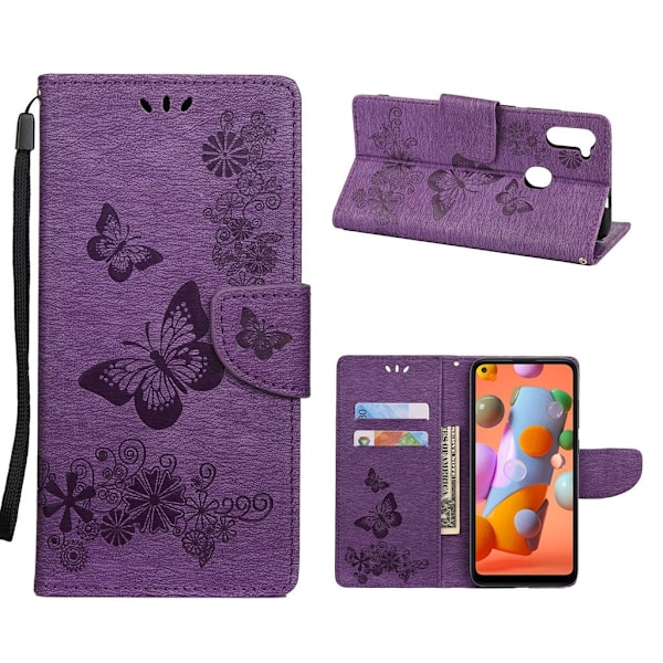 Butterfly Samsung Galaxy A11 etui - Violetti Purple