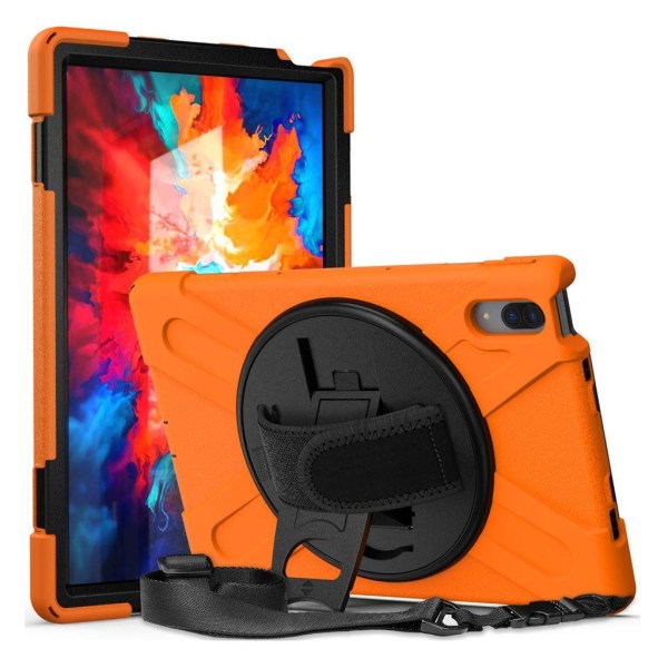 360 degree kickstand + silicone case with strap for Lenovo Tab P Orange