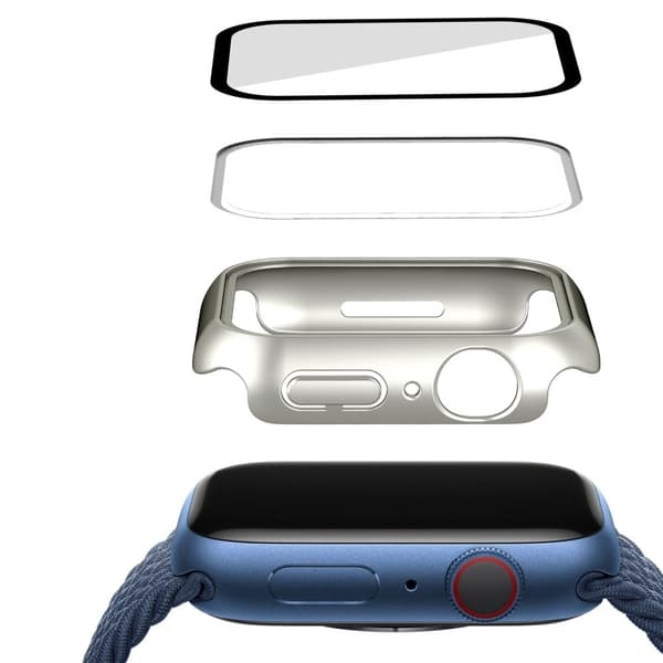 Apple Watch (41mm) rubberized hard cover with tempered glass screen protector - Dark Blue Blå