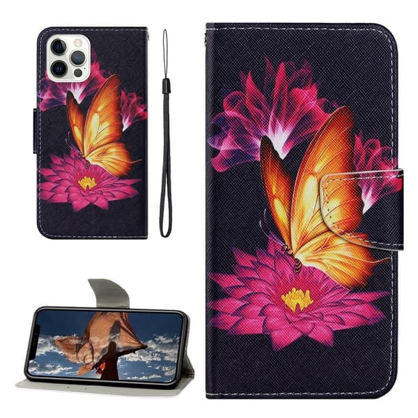 Wonderland iPhone 13 Pro Max Flippetui - Blomst Sommerfugl Multicolor