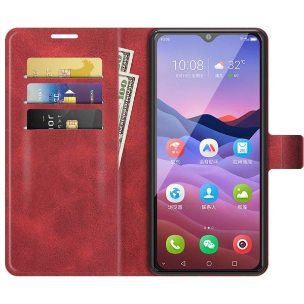 Lompakko Nahkakotelo For ZTE Blade V2020 Smart - Punainen Red