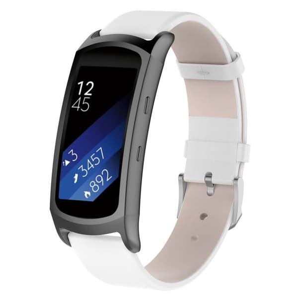 Samsung Gear Fit2 Pro ekte lær klokkerem - Hvit White