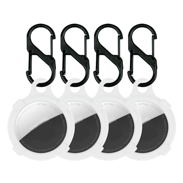 4kpl AirTags silikoni suojus koukulla - Valkoinen White