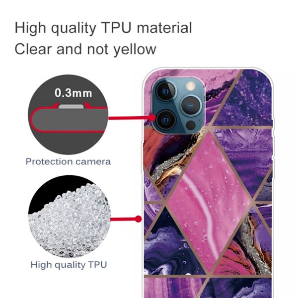 Marble design iPhone 13 Pro cover - Lilla Og Rosa Marmor Multicolor