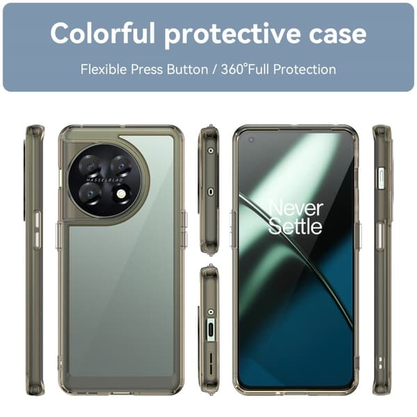OnePlus 11 älykäs akryylikansi - Läpinäkyvä Harmaa Silver grey
