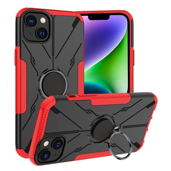 iPhone 14 Plus Ring Kickstand Design Bumpresistent and Flexible telefonbagcover stødsikkert Drop-proof Case - Rød Red