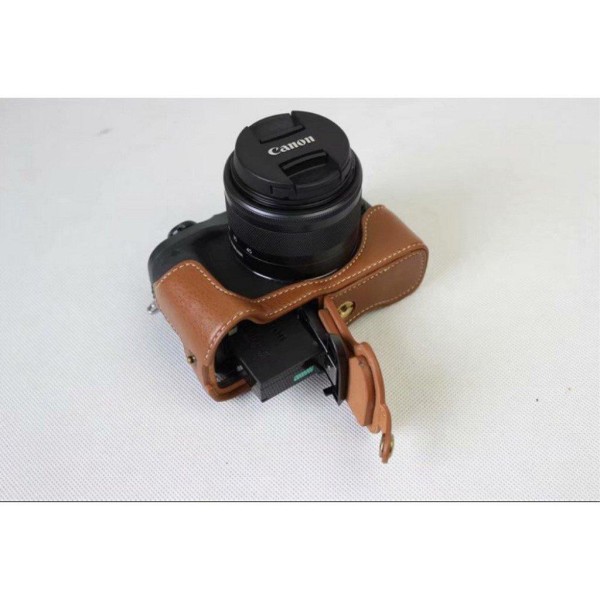Canon EOS M6 halvt kameraetui i lædermateriale - Brun Brown