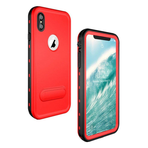 iPhone Xs Max REDPEPPER hybriidi muovinen isku ja naarmu kestävä suojakuori jalkatuella - Punainen Red