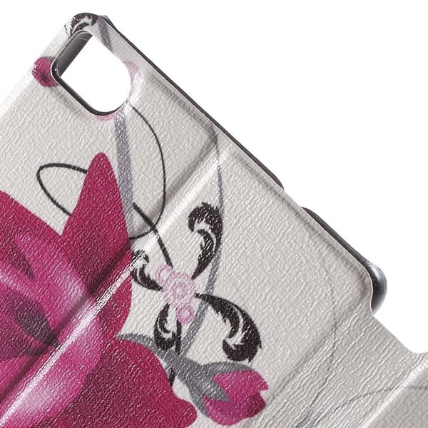 Moberg View Huawei Ascend P8 Lær Flip Case - Elegant Lotus Multicolor