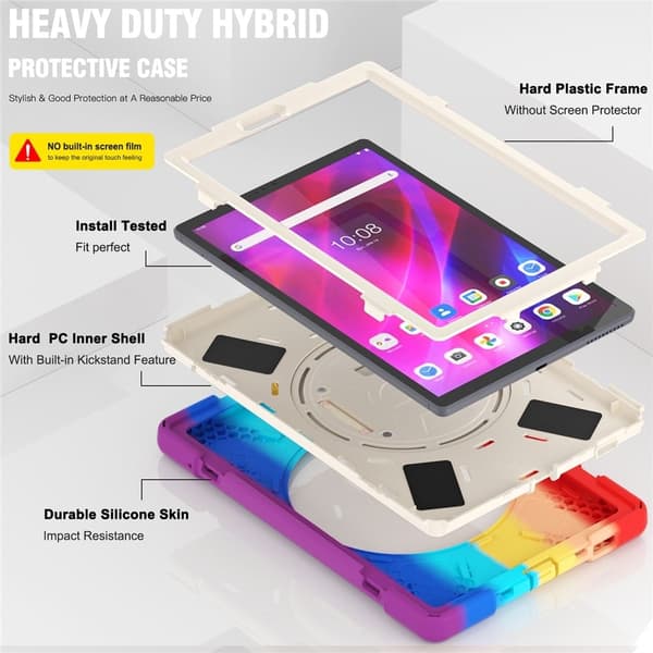 Lenovo Tab M10 FHD Plus 360 vridbart silikonfodral - Regnbågsfärgad multifärg