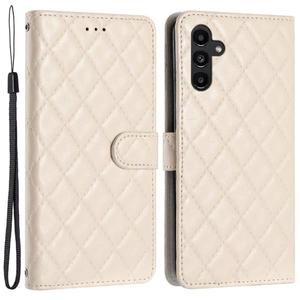 Rhombus mat Samsung Galaxy S24 FE flip etui - Beige Brown
