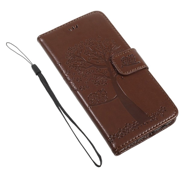 Samsung Galaxy J3 (2017)  Smuk læder etui med tryk - Brun Brown