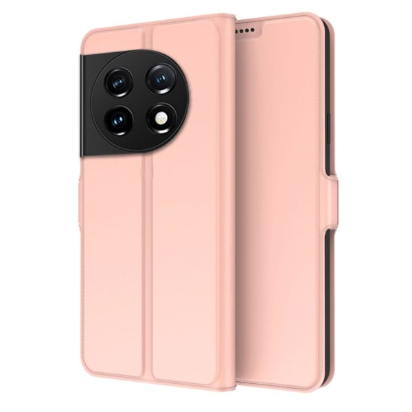 Smidigt och tunt PU-läder OnePlus 11 fodral - Roséguld Rosa