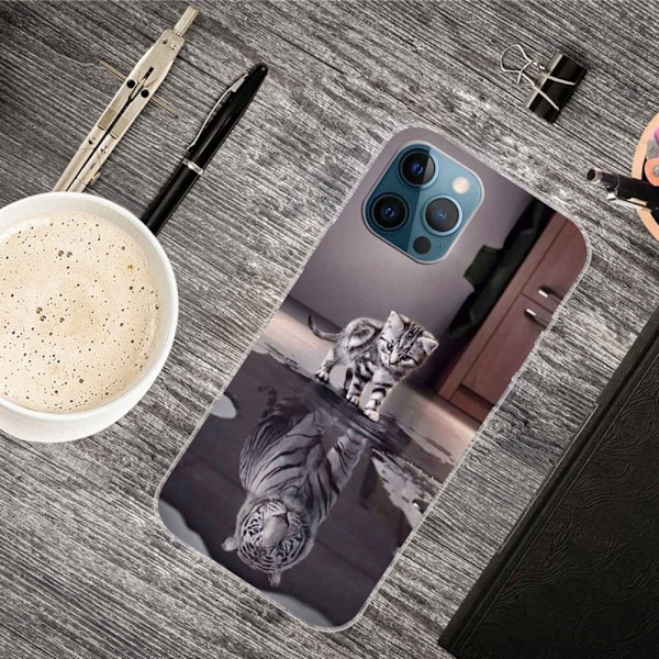 Deco iPhone 14 Pro deksel - Katt Silver grey