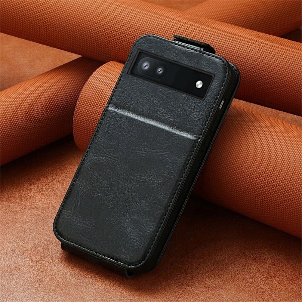 Vertical Flip Phone Suojakotelo With Zipper For Google Pixel 7 - Musta Black