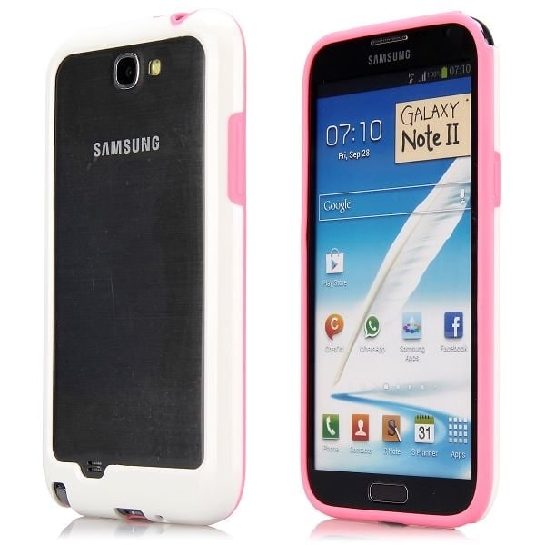Dual Compund (Hvit - lys Rosa) Samsung Galaxy Note 2 Bumper White