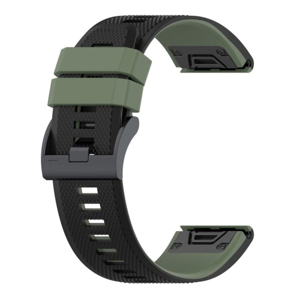 22 mm dubbelfärgat silikonarmband för Garmin- och Coros-klockor - Svartaktig Grön / Svart Grön