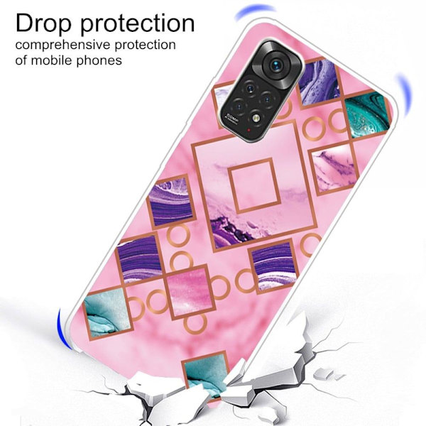 Marmormotiv Xiaomi Redmi Note 11 Pro 5G skal - Ros I Diamantformade Former Rosa