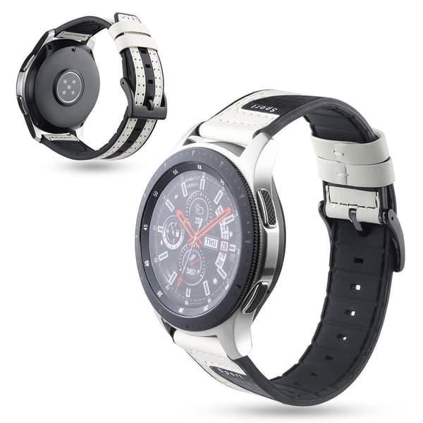 Universal tofarvet silikone læderarmbånd - Hvid White