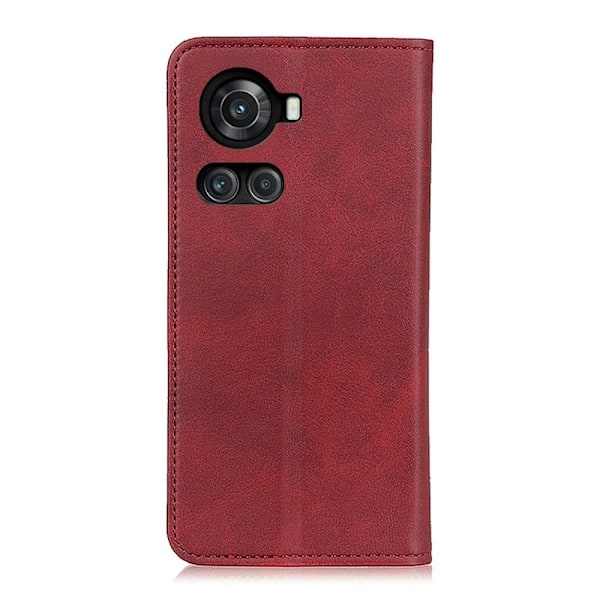 OnePlus 10R / OnePlus Ace lompakkokotelo, aitoa nahkaa - Punainen Red