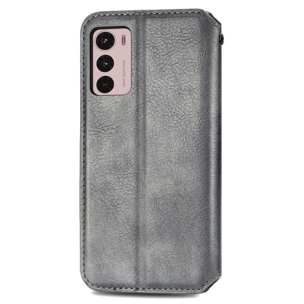 Läder Motorola Moto G42 fodral med romb-design - Silver/Grå Silvergrå