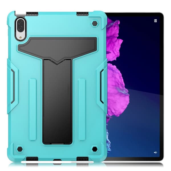 Lenovo Tab P11 Pro T-formet silikoneetui med kickstand - Cyan / Sort Blue