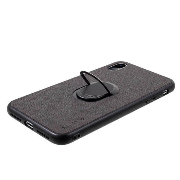 iPhone Xs Max hybriidi suojakuori muovipohjalla ja kangas rakenn Black