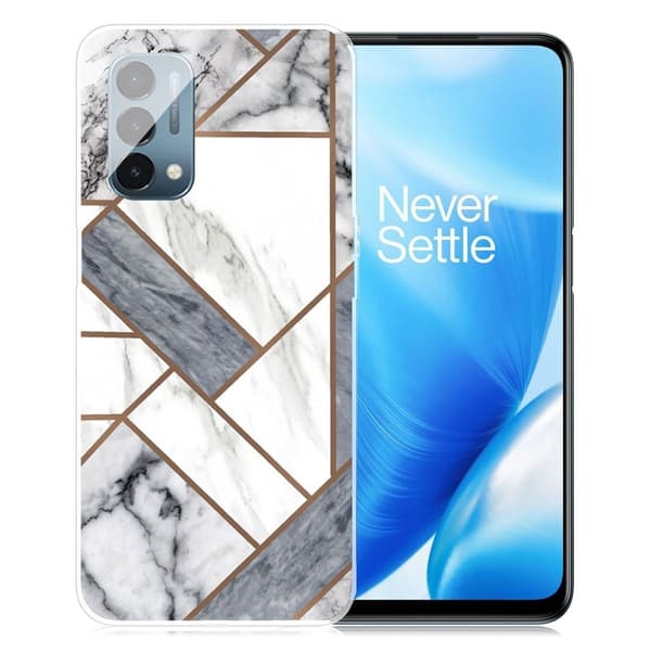 Marmordesign OnePlus Nord N200 5G deksel - Grå / Hvite Marmorfliser Multicolor