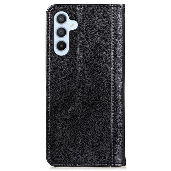 Samsung Galaxy S24 ægte læderetui med magnetisk lukning - Sort Black