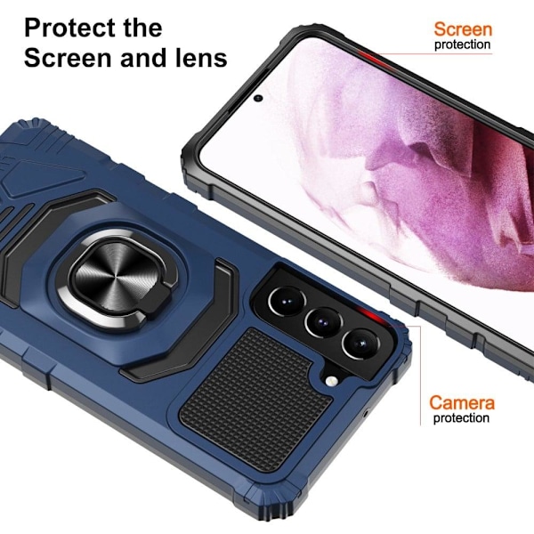 Slidstærkt cover i hård plast med blød inderside og kickstand til Samsung Galaxy S23 Plus - Blå Blue