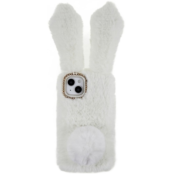 Fluffy Rabbit iPhone 14 skal - Vit Vit