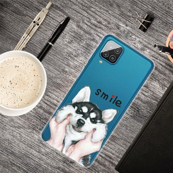 Deco Samsung Galaxy A12 5G etui - smil Cute hund Silver grey