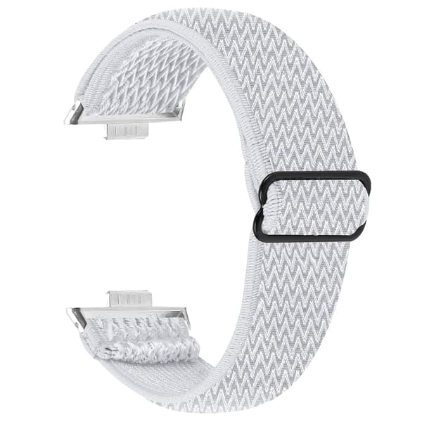 Huawei Watch Fit 3 Adjustable Nylon Watch Band Wave Design Elastic Wrist Strao - White White