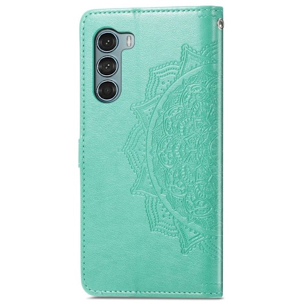 Mandala läder Motorola Moto G200 5G fodral - Grön Grön