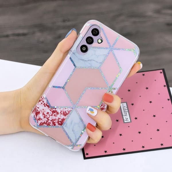 Deco Samsung Galaxy A34 5G Etui - Electroplated Pink Rhombus Pink