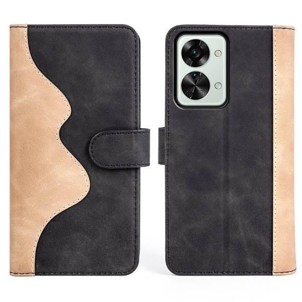 Tvåfärgat OnePlus Nord 2T fodral i läder - Svart Svart