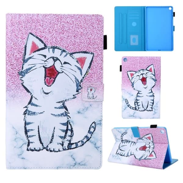 Samsung Galaxy Tab A 10.1 (2019) supreme mønster læder flip etui - Sød Kat Multicolor