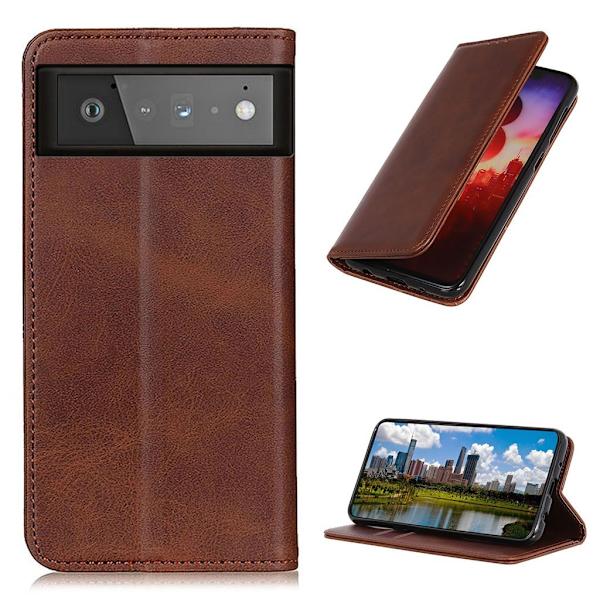 Äkta läder Google Pixel 6 fodral - Brun Brun