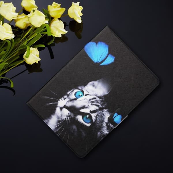 Lenovo Tab M10 Cool Mønster Lær Flippetui - Katt og Sommerfugl Multicolor