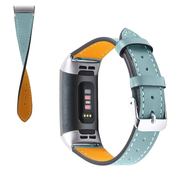 Fitbit Charge 4 / 3 urrem i ægte læder - Babyblå Blue