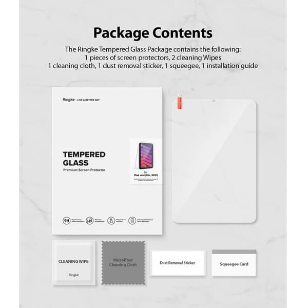 RINGKE SKJERMBESKYTTELSESGLASS - Ipad Mini 6. 2021 Transparent