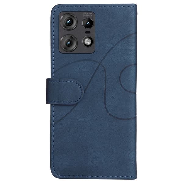 Teksturert læretui med stropp for Motorola Edge 50 Pro - Blå Blue