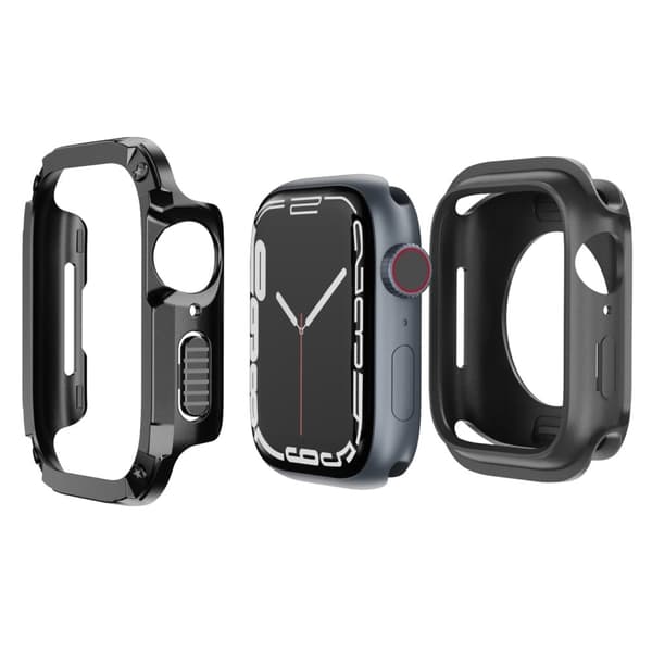 Urkassesæt Apple Watch Series 10 46mm Hårdt stødsikkert og fleksibelt urrammecover Combo - Sort Black