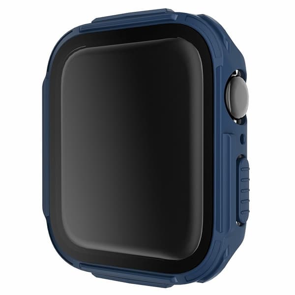 Apple Watch (45mm) electroplated cover with tempered glass - Blue Blå